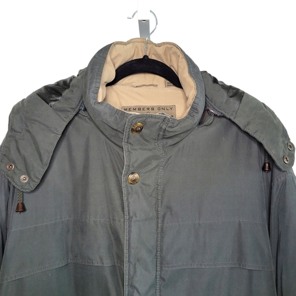 Vtg 90s Members Only Hooded Heavyweight Zip-Up Microfiber Jacket Men's XXL Green - Picture 2 of 11